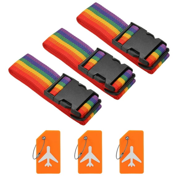 Luggage Strap with Luggage Tag and Loop 78"x2", 3 Set Adjustable Suitcase Belt, 6 Assorted Colors