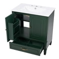 thumbnail image 5 of 30-Inch Bathroom Vanity with Sink, Vintage Multi-functional Bathroom Sink Cabinet with Soft-Closing Door, Drawer and Storage Shelf, Freestanding Dark Green Bath Vanity, 5 of 9