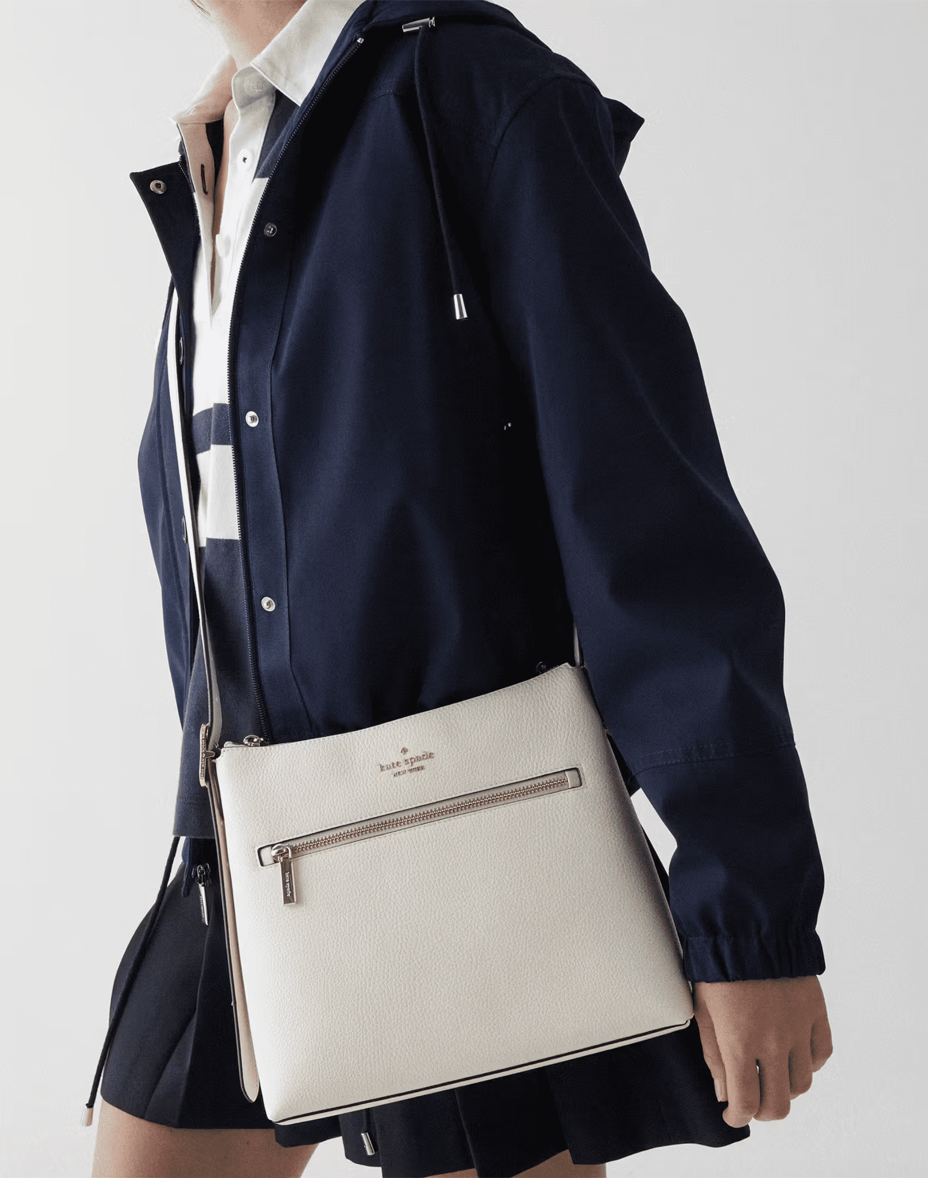 Kate Spade New York 454 Large Swingpack Buckle Crossbody Bag KM715 – Pebbled Leather Designer Purse with Zip Closure & Adjustable Strap, Fits Large iPad