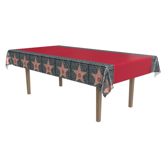 Beistle Carpet "Star" Tablecover, 54 by 108-Inch, Red
