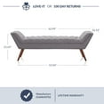 thumbnail image 5 of BELLEZE 63 Inch Button Tufted Linen Upholstered Ottoman Bench with Armrests Modern Design Accent Furniture for Entryway Living Room and Bedroom - Moreno (Grey), 5 of 7