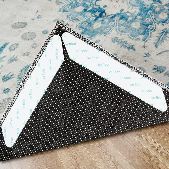 12 Pack Grippers for Rugs, Reusable Dual Sided Rug Tape for Hardwood Floors and Tiles, Washable Non Slip Rug Stoppers Grip Carpet Corner, Keep Area Rug Flat,No Sliding and Curling