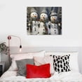 thumbnail image 4 of ONETECH Christmas Snowman Wall Art Santa Claus Hat Grey and White Scarf Posters Five Smiling Snowmans Canvas Picture Framed Artwork Painting for Living Bedroom Office Home Decorations, 4 of 4