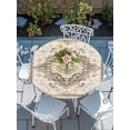 thumbnail image 6 of Beige Vintage Boho Round Fitted Tablecloth with Elastic Edge, Waterproof Table Cloth Table Cover for 45"-54" Tables, Ethnic Tribal Geometric Abstract Tablecloths for Dining Picnic Indoor Outdoor, 6 of 9