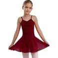 thumbnail image 1 of Moggemol Justaucorps à Bretelles Spaghetti avec Jupe pour Petites Filles, Robe de Danse Ballet en Tulle, Justaucorps de Gymnastique Bourgogne 170, 1 of 7