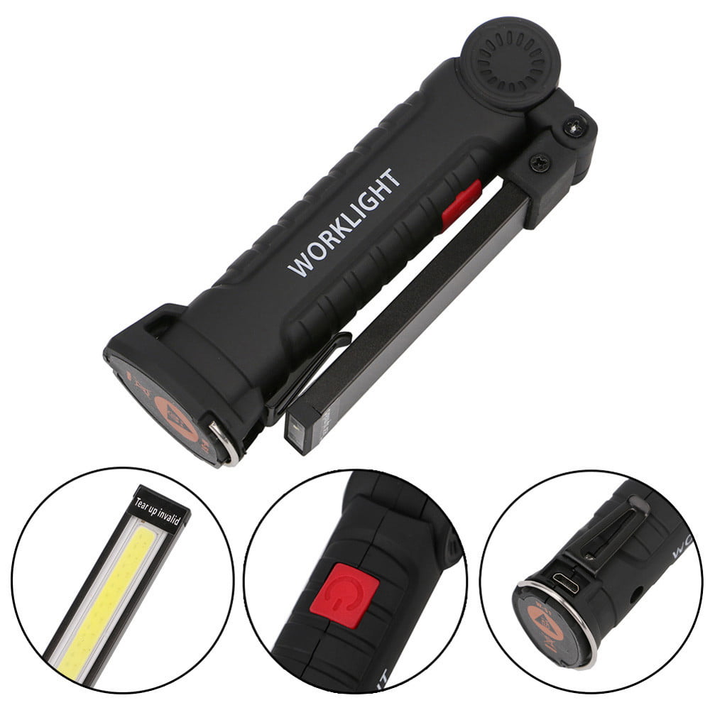 Magnetic LED COB Inspection Lamp Work Flashlight Light Rechargeable USB Torch B 