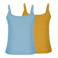 thumbnail image 6 of QUINDOS Womens Tank Tops Athletic Ribbed 2 Pack Summer Womens Camisoles Crew Neck Sleeveless Spaghetti Strap MultiPack Running Cami Shirts Solid Color Slim Fitted Undershirts, 6 of 6