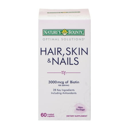 Nature's Bounty Optimal Solutions cheveux, peau et ongles alimentaires Caplets 3000 mcg de biotine par portion - 60 CT