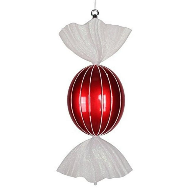 Vickerman 18.5 Pouces Ornement de Noël Ovale Rayé Rouge-Blanc