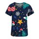 thumbnail image 4 of Camisas Navideñas Para Mujer Moda de Manga Corta Con Cuello en V Tops Uniforme de Trabajo Estampado de Navidad Con Bolsillo Blusa Tops Odeerbi ODB201975, 4 of 5