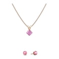 thumbnail image 2 of Paris Jewelry 18K Rose Gold 2ct Pink Sapphire Square 18 Inch Necklace and Round Earrings Set Plated, 2 of 2