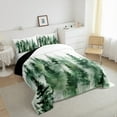 thumbnail image 3 of Manfei Teens Smoky Jungle 3 Pieces Queen Comforter Set,Green White Ultra Soft Bedding Sets,Botanical Plants Bedding Comforter Set Breathable,Microfiber Bedroom Decor,Reversible, 3 of 8