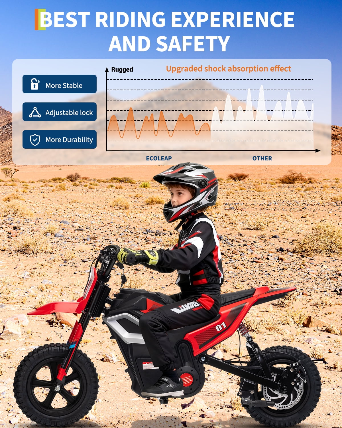 24V Kids Electric Dirt Bike - 350w Kids Motorcycle, 13.67 Mph Max Speed Electric Bike for Kid, Rear Wheel Suspension, 12 Miles Range, Twist Grip Throttle, Rubber Tire