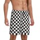 thumbnail image 2 of Balery Black and White Checkerboard Pantalones cortos de pijama de punto de algodón para hombre con cinturilla y bolsillos-Medium, 2 of 6