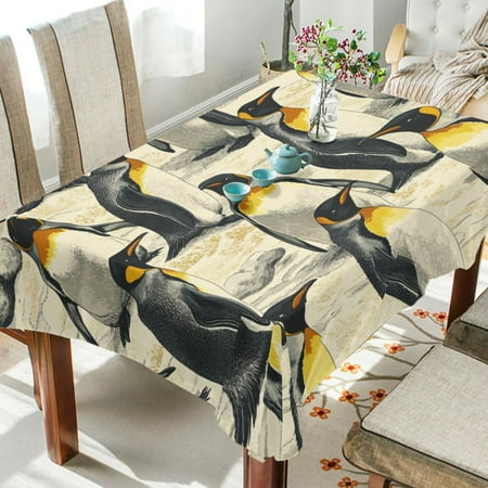 

WOBOGO King Penguin Square Tablecloth 54×54in Polyester Fabric Tablecloth Washable Dust Resistant Wrinkle Resistant