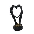 thumbnail image 3 of Escultura de manos de corazón de Halloween, estatua de pareja de calaveras, decoración decorativa aterradora, amor Negro, 3 of 9