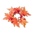 thumbnail image 2 of Candle Rings Wreaths 9.84inch Fall Artificial Maple Leaf Berries Pillar Candle Holder Wreaths Garland Ornaments for Hallowee Thanksgiving Party Home Table Centerpieces Indoor Decorations, 2 of 8