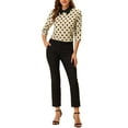thumbnail image 2 of Allegra K Women's Contrast Peter Pan Collar Top 3/4 Sleeves Blouse Shirts, 2 of 6