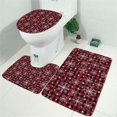 thumbnail image 2 of Red and Black Christmas Snowflake Pattern Bathroom Rugs Sets 3 Piece,Toilet Cover Set,Absorbent Non Slip Bathroom Mats Sets with U-Shaped Contour Rug Toilet Rug Set, 2 of 5