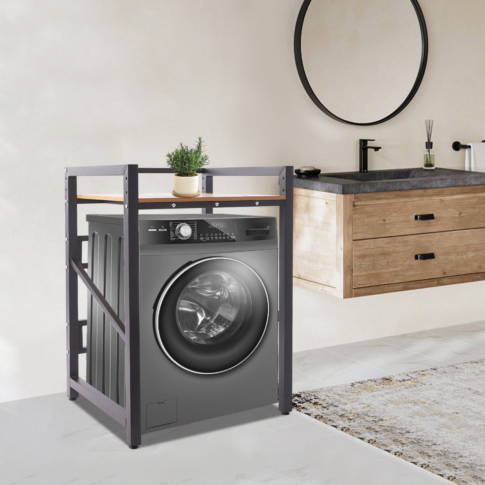 Washer Dryer Stacking Rack Stand, Heavy Duty Washing Machine Shelf, Washer&Dryer Stacking Rack with Adjustable Design