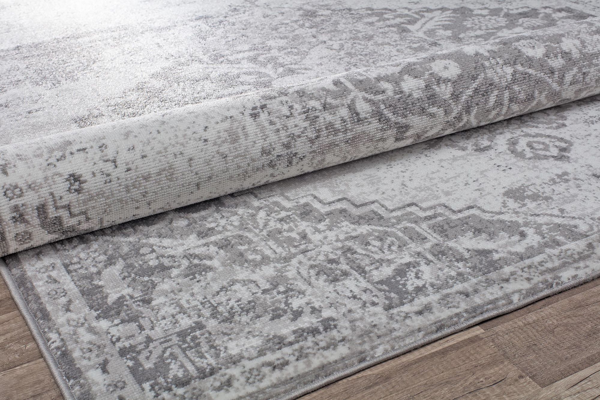 Freida FY35B Charcoal Vintage Farmhouse Light Gray Area Rug, 2'6"x4'