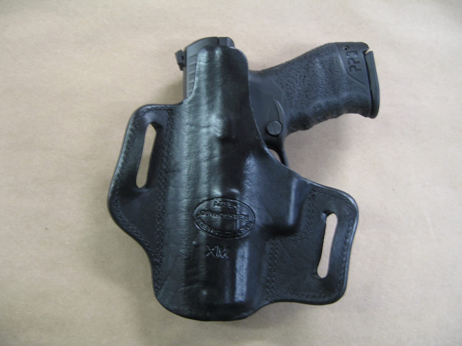 Azula Gun Holsters VP9, VP40 Leather 2 Slot Pancake Holster, Black, Right Handed