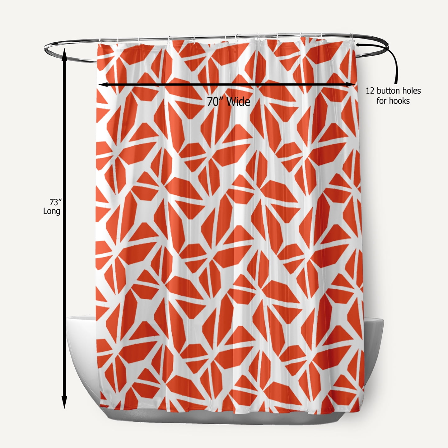 Simply Daisy 70" W x 73" L Kaleidoscope Graffiti Polyester Shower Curtain, Harvest Orange [1 Ct]