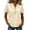Beige, variant on Womens Half Button V Neck Henley Shirts Loose Fit Casual Summer Short Sleeve Solid Color Tunic Tops Trendy Side Buttons Split Slit Blouses