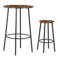 thumbnail image 4 of ZENY 3 Piece Bistro Bar Set with 2 Stools and Round Table, Black/Rustic Brown, 4 of 9