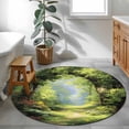 thumbnail image 3 of Round Rug 4Ft Washable Non-Slip, Forest Circle Area Rugs for Living Room Bedroom, Nature Woodland Spring Scenic Green Trees Flower Indoor Floor Mats Carpet Runner for Home Decor Aesthetic, 3 of 8