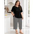 thumbnail image 5 of FEREMO Women Plus Size Pajamas Set Short Sleeve Prints Pjs Sets Sleepwear 2 Piece Loungewear Capri Pants with Pockets, 5 of 8