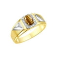 thumbnail image 4 of RYLOS Men's Rings 14K Yellow Gold Classic 7X5MM Oval Gemstone & Diamond Ring Tiger Eye November Birthstone Rings For Men Size 11, 4 of 7