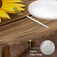 thumbnail image 4 of Retro Round Fitted Table Cover Sunflowers Rustic Wood Grain Texture Pastoral Style Waterproof Table Cloth with Elastic Edge Wipeable Tablecloth for Picnic Camping Party Fits 45"-54" Diameter, 4 of 8
