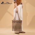 thumbnail image 6 of Montana West Western Fringe Tote Bag for Women Aztec Tooled Embroidery Shoulder Purse, Tan, 6 of 7