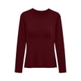 thumbnail image 5 of Nugftut Womens Thermal Tops Fleece Crew Neck Thermal Shirts Long Sleeve Hem Slit Warm Cold Weather Winter Thermal Tops, 5 of 9