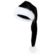 Long Christmas Santa Hat for Adults Unisex Deluxe Plush Long Xmas Santa Claus Hats New Year Festive Holiday,（Black)