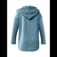thumbnail image 4 of Sudadera Holgada de Larga para Mujer, Informal, con Botones y Capucha, con Bolsillo. Azul XXL, 4 of 7