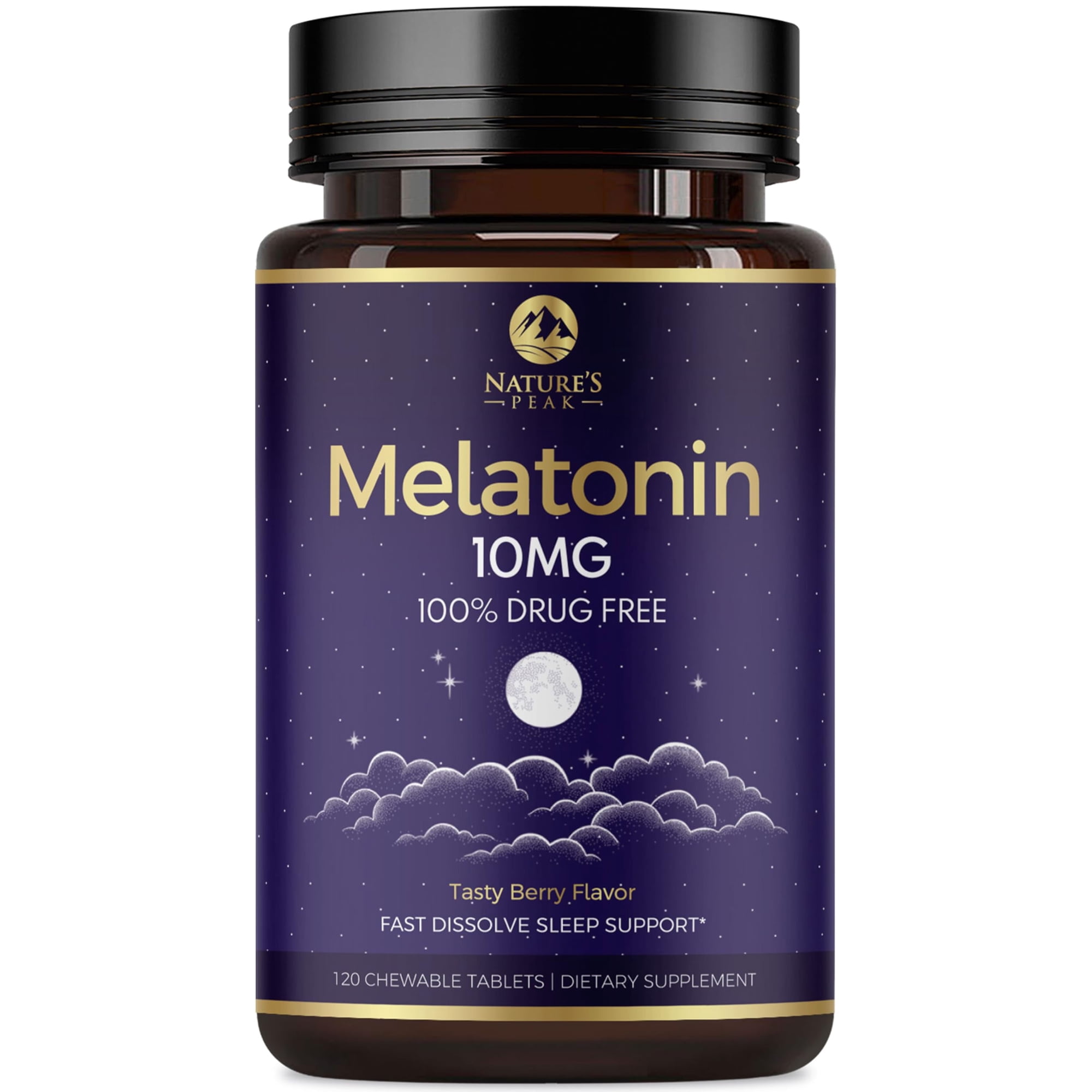 Melatonin 10mg Fast Dissolve Supplements, Sleep Support Supplement for Adults - Extra Strength 10 mg Melatonin Tablet for Restful Sleep Support, Strawberry Flavor, Sugar-Free Non-GMO - 120 Day Supply