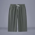 thumbnail image 4 of Long Shorts for Men Summer Casual with Pockets M-5X Capris Elastic Waisted Drawstring Sweat Short Pant (M, Army Green), 4 of 6