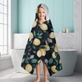 thumbnail image 6 of Yellow Lemon Fruit Leaves Black Pattern Hooded Bath Towel，60"x35" for Ages 3 To 12 Kids, Quick Dry Lightweight Soft Microfiber Hood Beach Towel Cover Up for Kids, 6 of 7