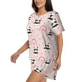 thumbnail image 2 of Fuzoiu Cute Cartoon Panda Print Women's Short-Sleeved Pajama Set,Lounge Sleepwear Set,Womens Pajama Sets 2 Piece,Button-Up Top and Shorts with Pockets-Medium, 2 of 7