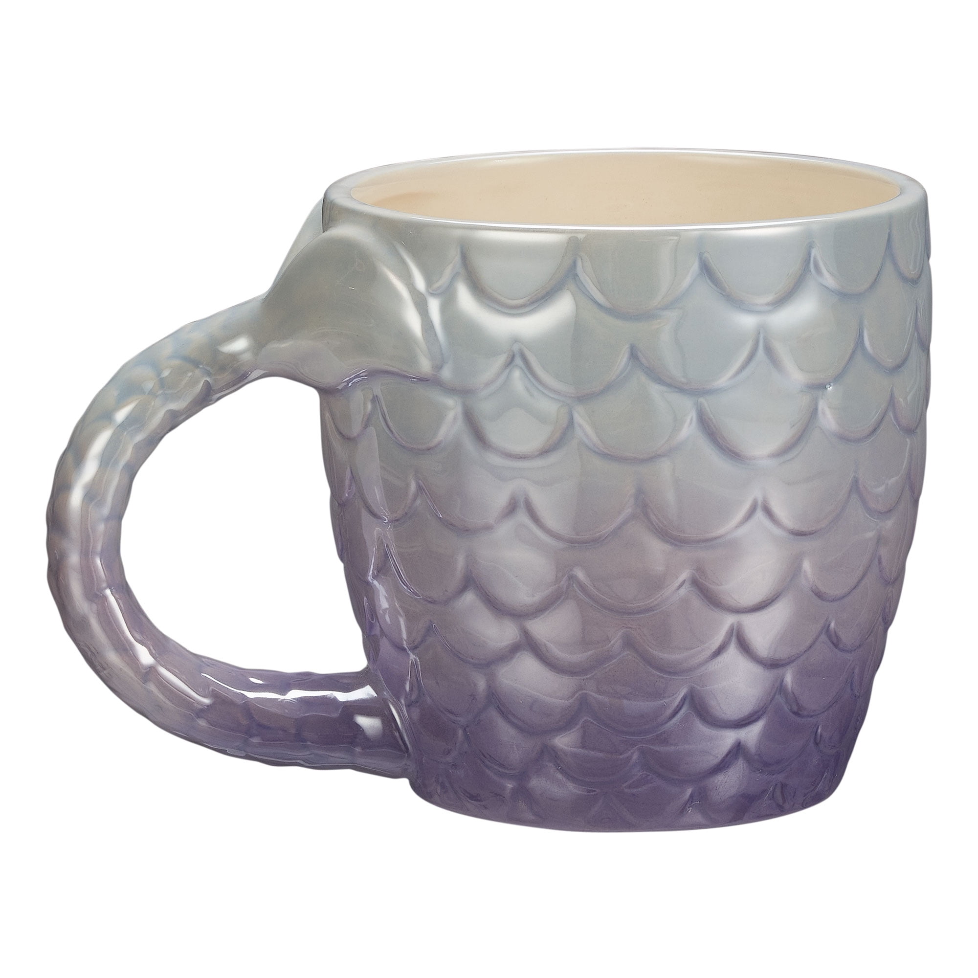 ThisWear Mermaid Gifts Colorful Mermaid Cups Dragon Scale Mugs Cool 11  ounce 2 Pack Coffee Mugs Purple & Teal 