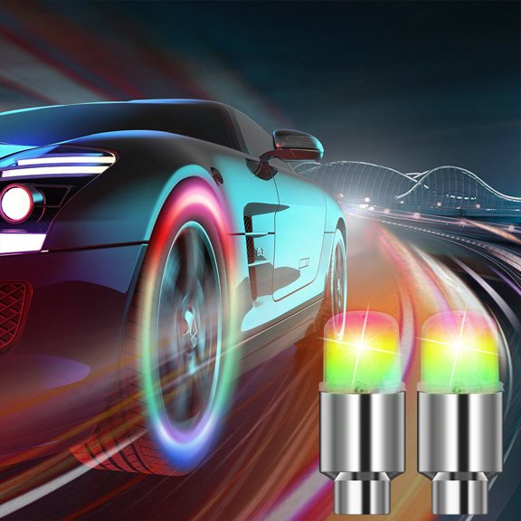 M optimized 2 Piece Car Wheel LED Light LED Tire Wheel Lights Waterproof Lamp Air Valve Stem Caps Cover Accessories for Mountain Bike Bicycle Motorcycle Auto