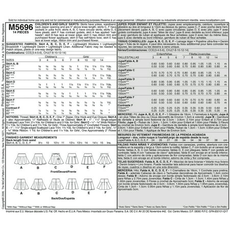 McCall's Pattern Children's and Girls' Skirts, CCE (3, 4, 5, 6)