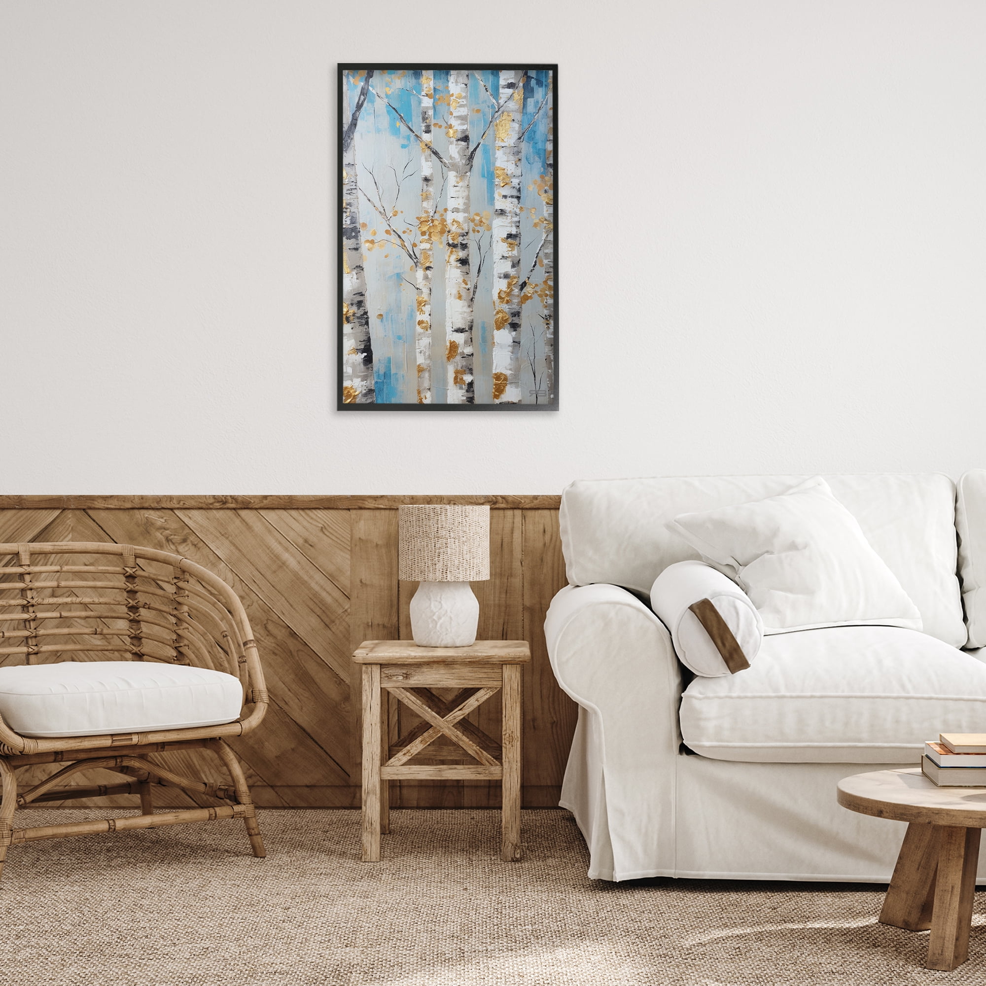 Stupell Industries Birch Trees Foliage Landscape Painting Black Framed Art Print Wall Art, 20 x 30