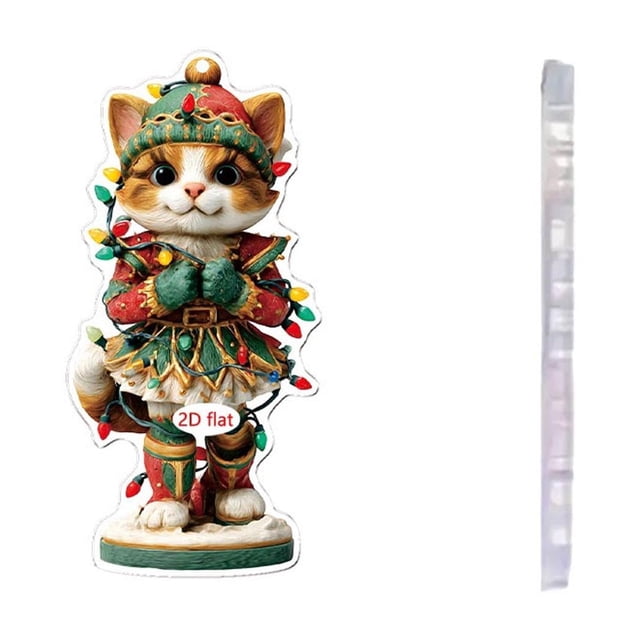 Adornos Navideños Planos 2D de Acrílico para Niños | Material Ligero y Resistente | Regalo Ideal para Niños | Decoración Versátil | Fácil de Colgar | 1 Colgante