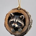 thumbnail image 7 of Simulated Cracked Snowy Tree Trunk Christmas Ornament,Resin Raccoon Tree Hole Hanging Pendant,Frosted Hollow Log Decor,Woodland Wildlife Holiday Tree Hanging Decoration, 7 of 7