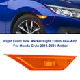 thumbnail image 1 of Right Front Side Marker Light 33800-TBA-A02 For Honda Civic 2016-2021 Amber, 1 of 13