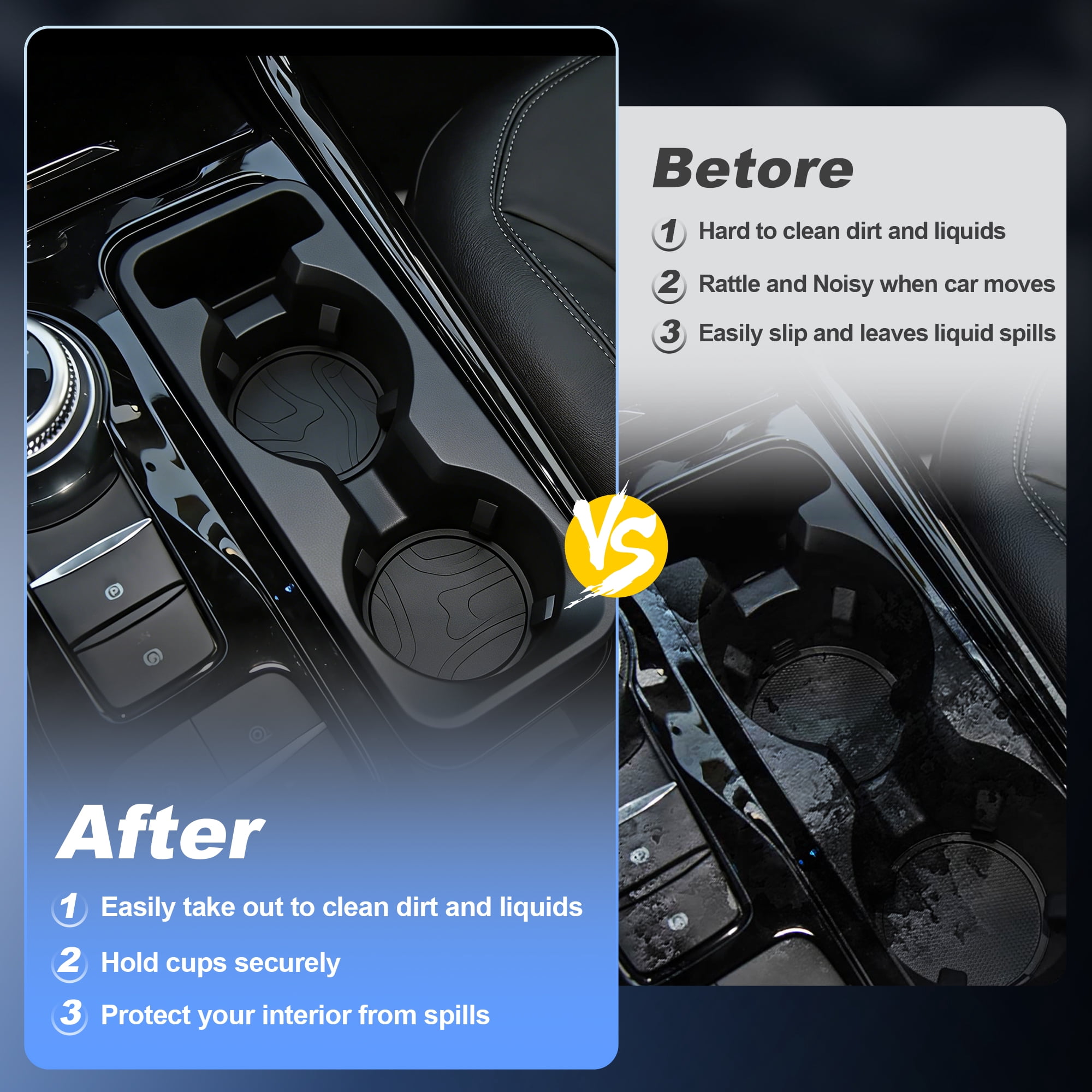 Unique Bargains Front Center Console Cup Holder Insert for Ford Explorer 2020 2021 2022 2023 2024 Middle Armrest Console Drink Holder Organizer Non-Slip