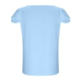 thumbnail image 4 of Byoo Tween Girl Solid Square Neck Blouse Shirt Short Sleeve Eyelet Ruffle Sleeve Casual Pullover Shirt Soft T Shirt, 4 of 6
